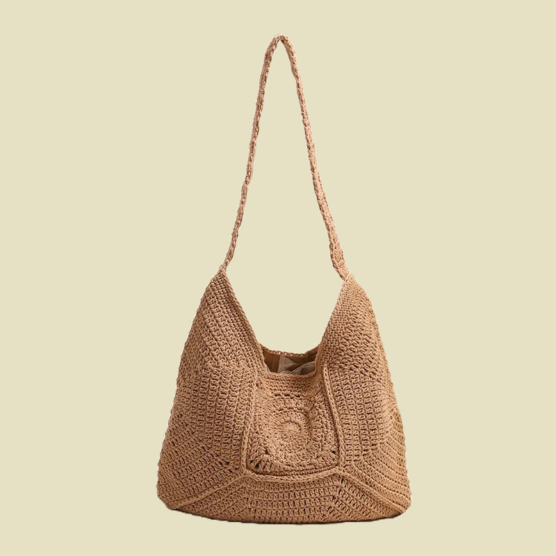 Beach Weave Bucket Magnetic Buckle Tote Bag
