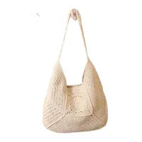 Beach Weave Bucket Magnetic Buckle Tote Bag